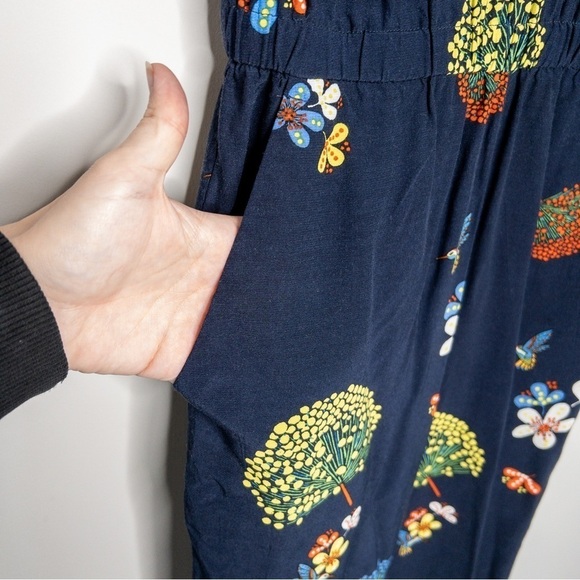 LOFT Womens Blue Floral and Bird Print Sleeveless Jumpsuit Size 00P Lightweight - Picture 7 of 13